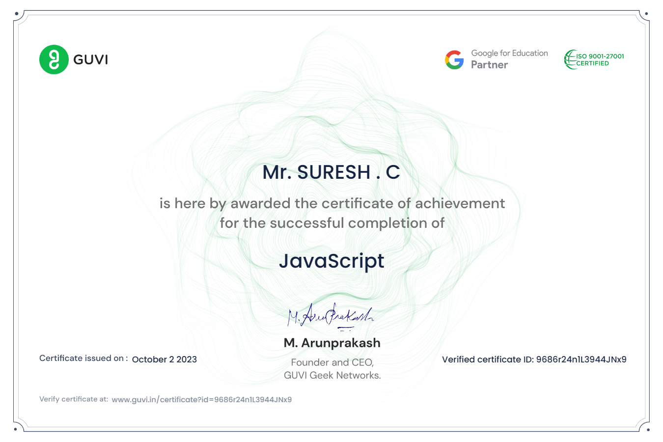 JAVASCRIPT CERTIFICATE